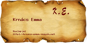Krnács Emma névjegykártya